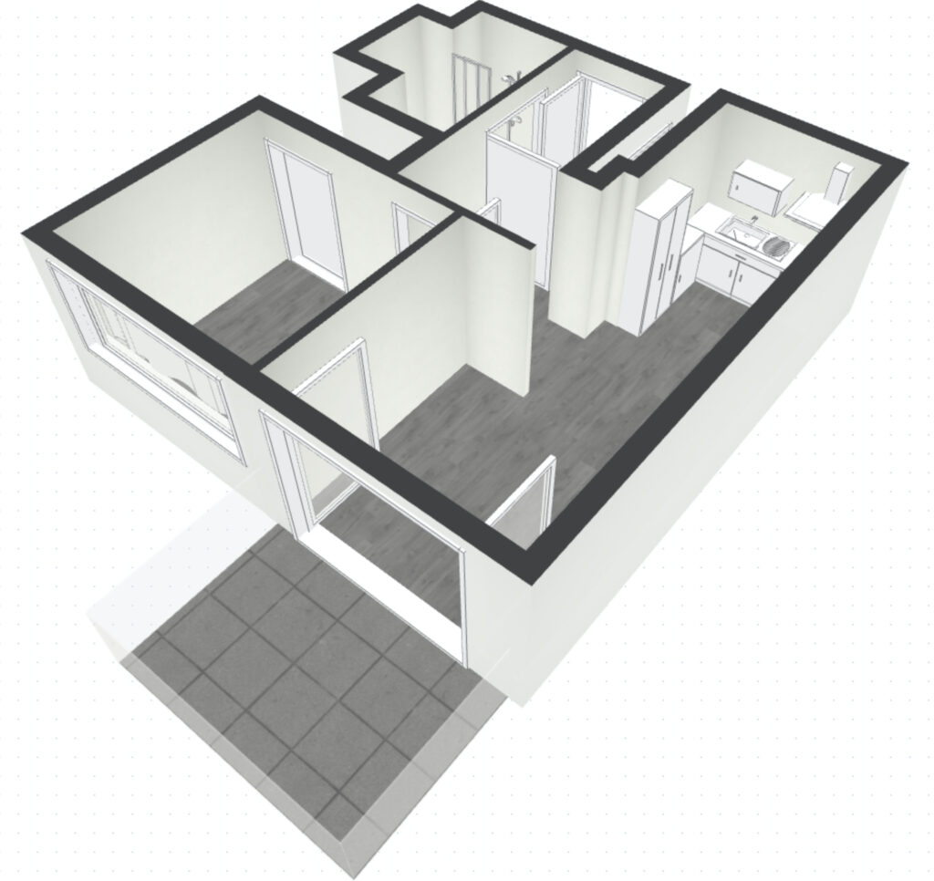 Image 3D appartement F2 classique
