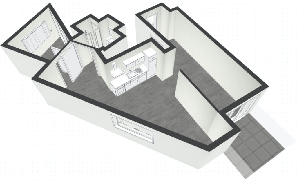 Image 3D logement F2 d'angle